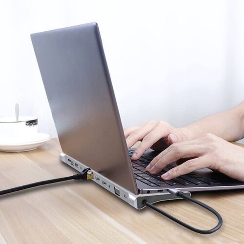 12 En 1 Usb Hub Adaptador 3.0 Tipo C Rj45 2x Hdmi Para Mac