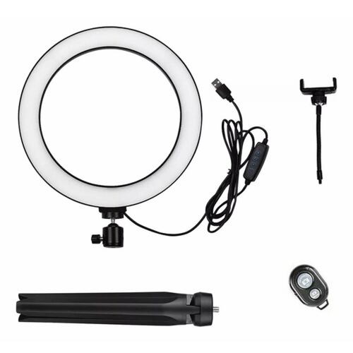 Luz Aro De 10 Pulgadas 26cm Soporte Trípode Control 3 Tonos