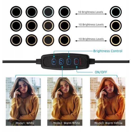 Luz Aro De 10 Pulgadas 26cm Soporte Trípode Control 3 Tonos