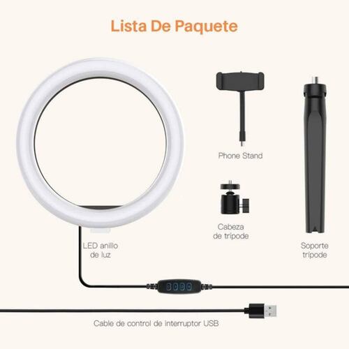 Luz Aro De 10 Pulgadas 26cm Soporte Trípode Control 3 Tonos