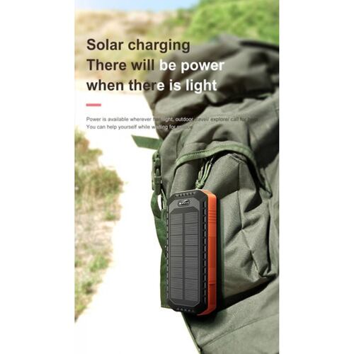 Power Bank Solar 20000 Mah Pila Recargable Con Sol, Uso Rudo