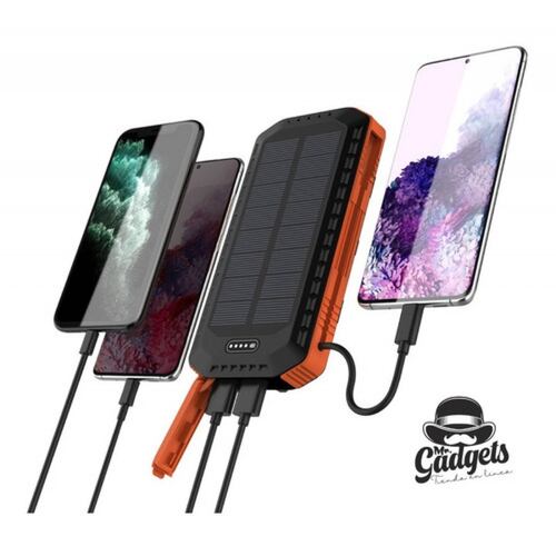 Power Bank Solar 20000 Mah Pila Recargable Con Sol, Uso Rudo