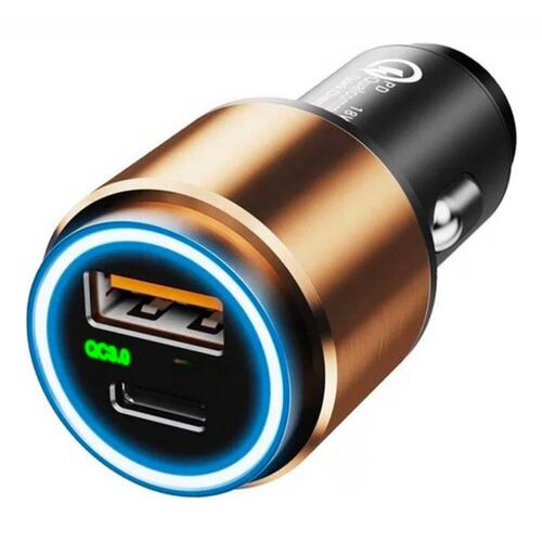 Cargador Para Auto Pd 20w Tipo C Carga Rapida Qc 3.0 Usb.