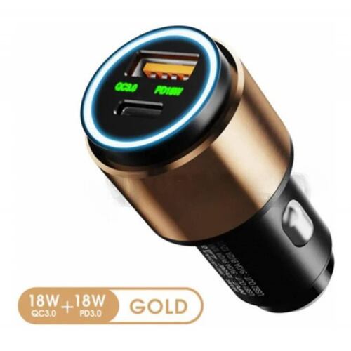 Cargador Para Auto Pd 20w Tipo C Carga Rapida Qc 3.0 Usb.