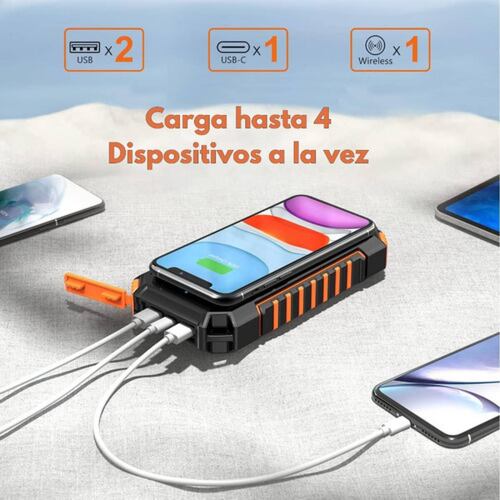 Power Bank Solar 20000mah Batería Portátil Carga Inalambrica