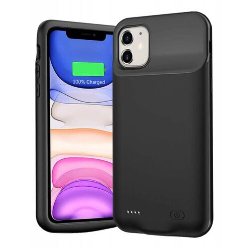 Funda de Batería para iPhone de 5000 mAh Funda Power Bank Recargable, Batería Extendida Externa Portátil, Case Cargador Máxima Protección, Color Negro 