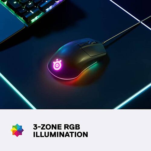 Mouse Gaming SteelSeries Rival 3 Negro Reacondicionado Tipo A 