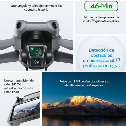 Drone Air 3 DJI fly Vuelo 46min Cámara 48mp 4k 100 Fps.