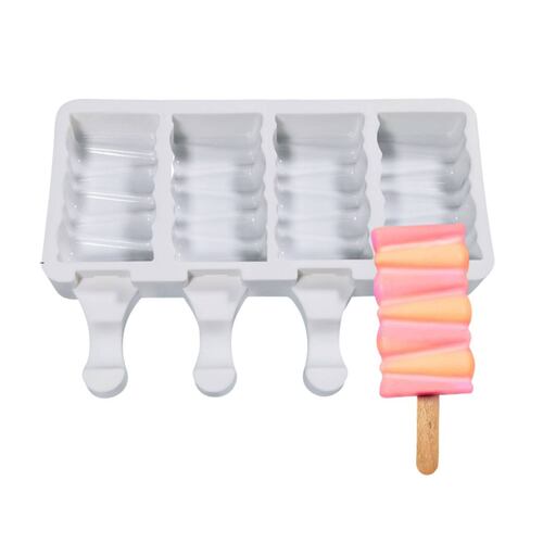 Moldes para paletas de hielo reutilizables ecomlab silicona de grado alimenticio, antiadherentes y flexibles de fácil desmolde, utensilio de repostería - pastelería con 4 cavidades para helado ZigZag.