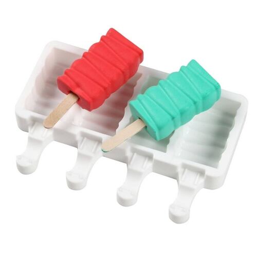 Moldes para paletas de hielo reutilizables ecomlab silicona de grado alimenticio, antiadherentes y flexibles de fácil desmolde, utensilio de repostería - pastelería con 4 cavidades para helado ZigZag.