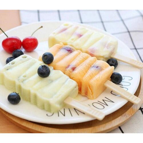 Moldes para paletas de hielo reutilizables ecomlab silicona de grado alimenticio, antiadherentes y flexibles de fácil desmolde, utensilio de repostería - pastelería con 4 cavidades para helado ZigZag.