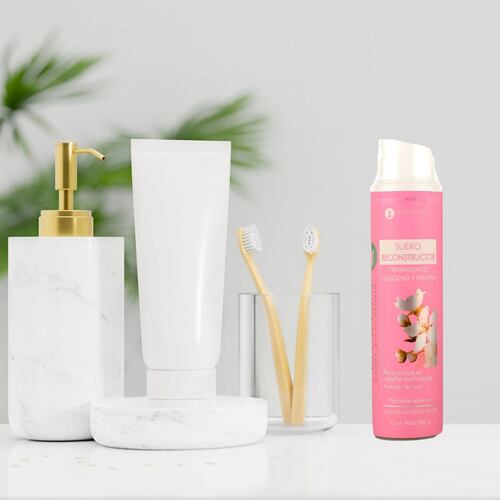 ecomlab Tratamiento Capilar Platinum Suero Reconstructor Colágeno Y Keratina Para Cabello Maltratado Y Quebradizo Protector Térmico Profesional, Suero Restaurador Para Belleza Capilar 2 Piezas.