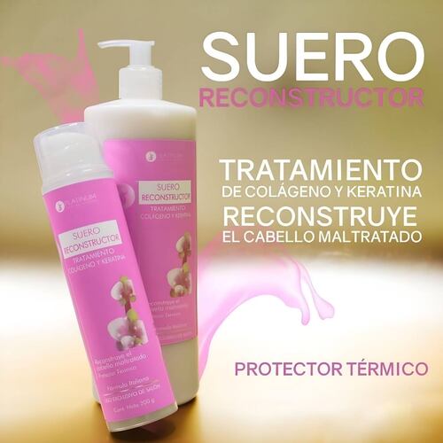 ecomlab Tratamiento Capilar Platinum Suero Reconstructor Colágeno Y Keratina Para Cabello Maltratado Y Quebradizo Protector Térmico Profesional, Suero Restaurador Para Belleza Capilar 2 Piezas.