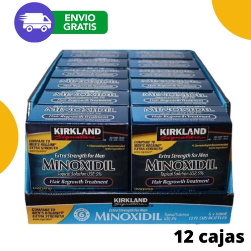 Minoxidil 5% 12 Cajas Para Crecimiento Capilar Barba Y Bigote, Disminuye la pérdida de cabello,  Kirkland Signature.