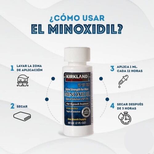 Minoxidil 5% 12 Cajas Para Crecimiento Capilar Barba Y Bigote, Disminuye la pérdida de cabello,  Kirkland Signature.