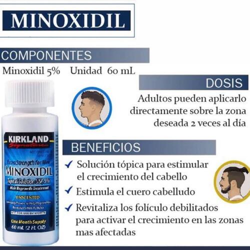 Minoxidil 5% 12 Cajas Para Crecimiento Capilar Barba Y Bigote, Disminuye la pérdida de cabello,  Kirkland Signature.