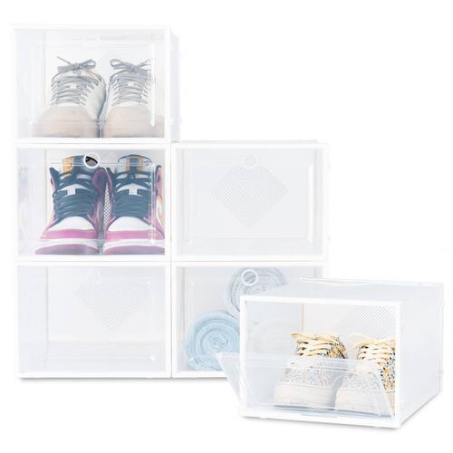 Organizador / Estante De Zapatos Set 6 Cajas Apilables para Multiusos Blanco ESQUIMAL.