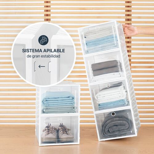 Organizador / Estante De Zapatos Set 6 Cajas Apilables para Multiusos Blanco ESQUIMAL.