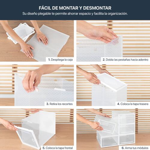 Organizador / Estante De Zapatos Set 6 Cajas Apilables para Multiusos Blanco ESQUIMAL.