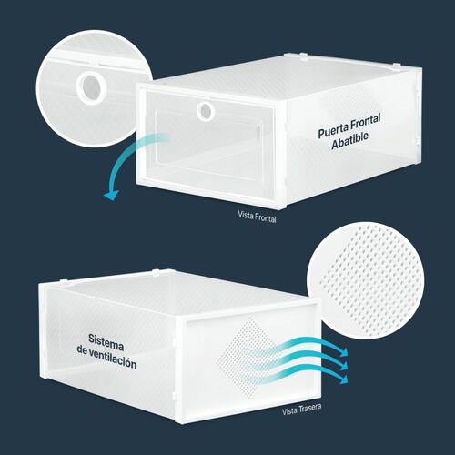 Organizador / Estante De Zapatos Set 6 Cajas Apilables para Multiusos Blanco ESQUIMAL.