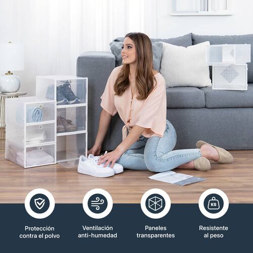 Organizador / Estante De Zapatos Set 6 Cajas Apilables para Multiusos Blanco ESQUIMAL.