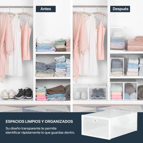 Organizador / Estante De Zapatos Set 6 Cajas Apilables para Multiusos Blanco ESQUIMAL.