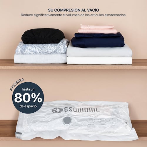 Bolsas de Almacenamiento al Vacío Set de 10 (60x40) con Bomba de Aire - Reutilizables - Bolsas de Compresión para Empacar Ropa, Guardar Edredones, Cobertores ESQUIMAL.
