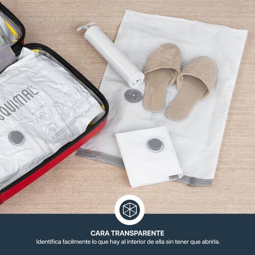 Bolsas de Almacenamiento al Vacío Set de 10 (60x40) con Bomba de Aire - Reutilizables - Bolsas de Compresión para Empacar Ropa, Guardar Edredones, Cobertores ESQUIMAL.