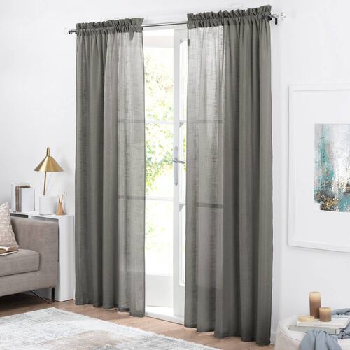 Cortina Translúcida Tipo Lino - 2.70m X 2.30m Gris oscuro ESQUIMAL.