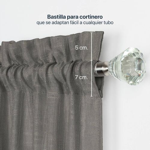 Cortina Translúcida Tipo Lino - 2.70m X 2.30m Gris oscuro ESQUIMAL.