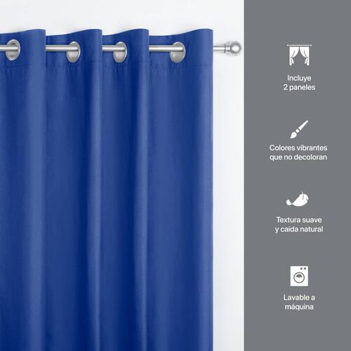 Cortina 2.36x1.80m Con Argollas Azul Indigo REAL TEXTIL