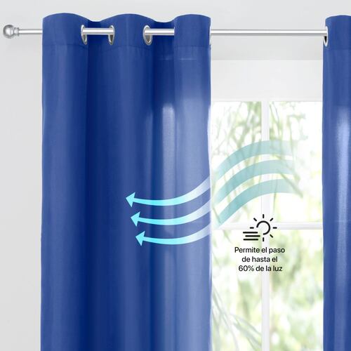 Cortina 2.36x1.80m Con Argollas Azul Indigo REAL TEXTIL