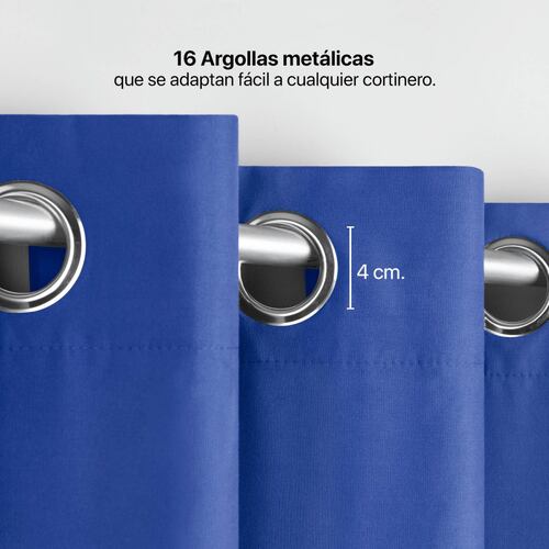 Cortina 2.36x1.80m Con Argollas Azul Indigo REAL TEXTIL