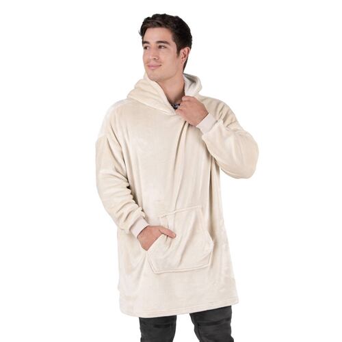Sudadera Gigante Con Capucha De Borrega Para Hombre - Hueso REAL TEXTIL