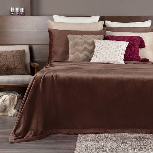 Cobertor Matrimonial Suave Liso Cobija Invernal Ligero para Todo el Año Bronce (Café) ESQUIMAL.