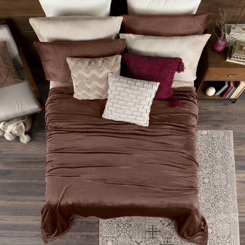 Cobertor Matrimonial Suave Liso Cobija Invernal Ligero para Todo el Año Bronce (Café) ESQUIMAL.
