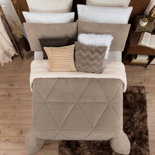 Cobertor Matrimonial Edredón Borrega + Fundas Tacoma ESQUIMAL