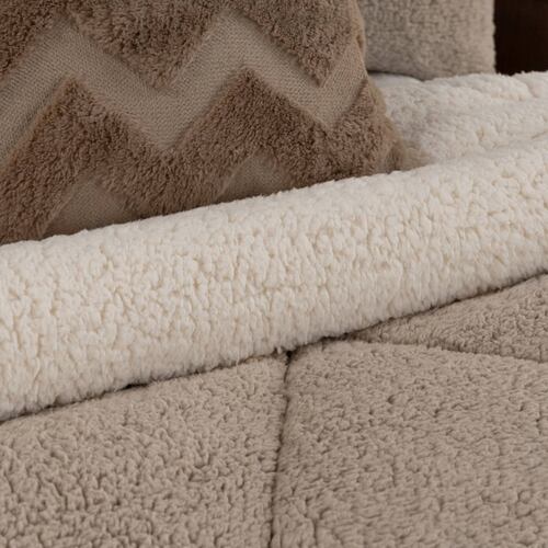 Cobertor Matrimonial Edredón Borrega + Fundas Tacoma ESQUIMAL