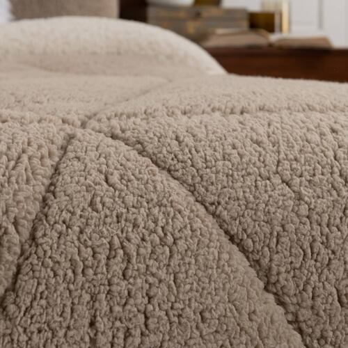 Cobertor Matrimonial Edredón Borrega + Fundas Tacoma ESQUIMAL