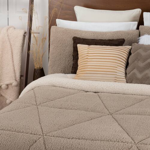 Cobertor Matrimonial Edredón Borrega + Fundas Tacoma ESQUIMAL