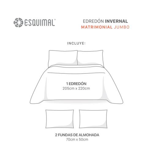 Cobertor Matrimonial Jumbo Edredón Borrega + Fundas Emilio ESQUIMAL.