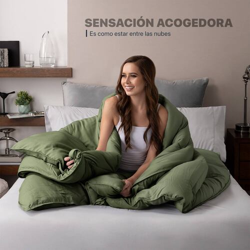 Edredón Acolchado Duvet King Size Hipoalergénico Verde ESQUIMAL.