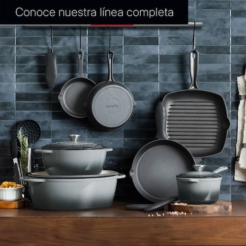 Horno Holandés Olla De Hierro Fundido Con Esmaltado 7 Lts Gris Cookify.