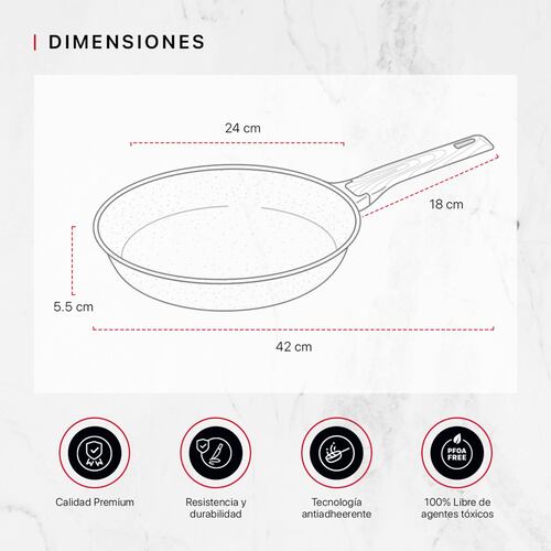 Sartén De Mármol Con Antiadherente 24 cm Comal Negro Cookify.
