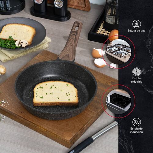 Sartén De Mármol Con Antiadherente 24 cm Comal Negro Cookify.