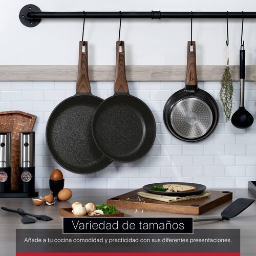Sartén De Mármol Con Antiadherente 24 cm Comal Negro Cookify.