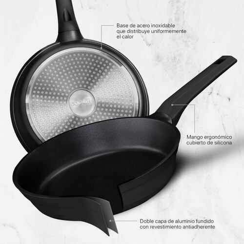 Sartén De Aluminio Fundido Con Antiadherente 28 cm Comal Negro Cookify.