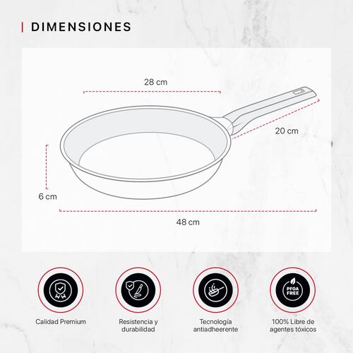 Sartén De Aluminio Fundido Con Antiadherente 28 cm Comal Negro Cookify.