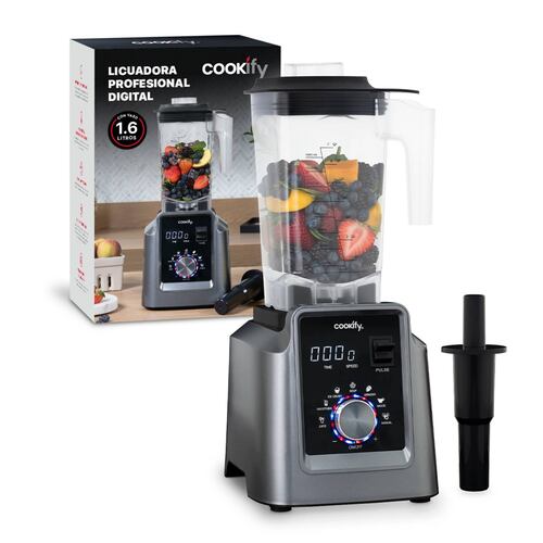 Licuadora Profesional Para Uso Rudo Digital De 1.6 L + Tamper Cookify.