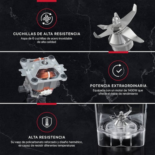 Licuadora Profesional Para Uso Rudo Digital De 1.6 L + Tamper Cookify.